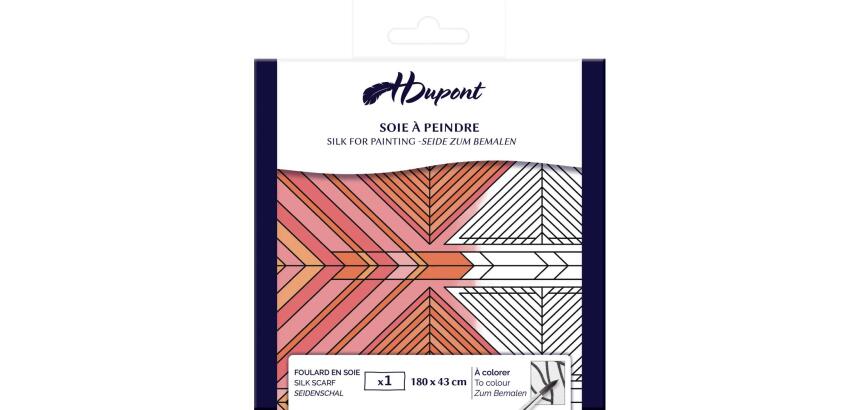 Echarpe 100% soie - 180x43cm Triangles - Blanc