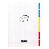 Cahier 3 index piqué 8000 POLYPRO 17x22 cm 96 pages grands carreaux 90 g - Incolore