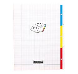 Cahier 3 index piqué 8000 POLYPRO 17x22 cm 96 pages grands carreaux 90 g - Incolore