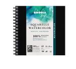 Rhodia Touch Watercolor Book, papier grain fin 100% coton 300g - 15x15 cm, 40 pages - Noir