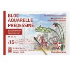 Aquarelle Prédessiné Paris bloc collé 15F 10x15cm 300g