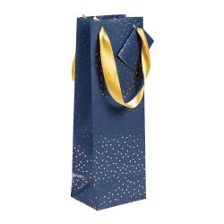 Premium sac bouteille étoiles, 12,5x9,5x38 cm - Bleu