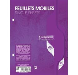 Feuillets mobiles sous film 7000 17x22 cm 200 pages perforées 2 trous grands carreaux 90 g