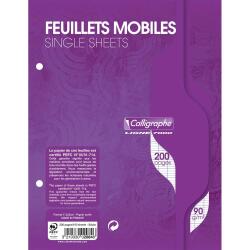 Feuillets mobiles sous film 7000 17x22 cm 200 pages perforées 2 trous grands carreaux 90 g