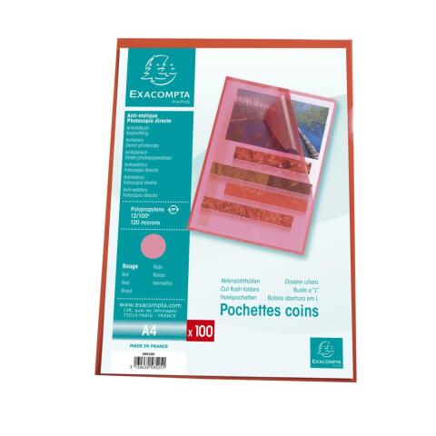 Bolsa de 100 Dossiers con uñero A4 12/100e Polipropileno piel de naranja - Rojo