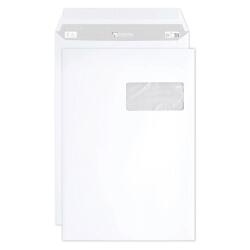 Boite de 250 Pochettes Blanches C4-229x324 mm - Auto-Adhésives -90g/m2- Fenêtre Papier Cristal 50x100 (position 50/20) - Blanc