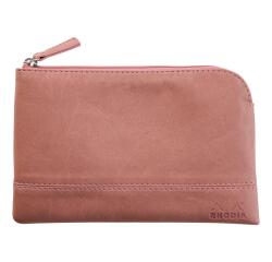Rhodiarama pochette zippée en simili cuir - taille S (11x17 cm) - Bois de rose