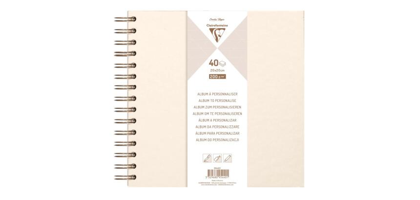 Album à personnaliser de 40 feuilles 200g/m2 au format 20x20cm - Ivoire irisé