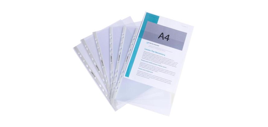 Bolsa de 100 Fundas con taladros A4 12/100e Polipropileno liso - Cristal