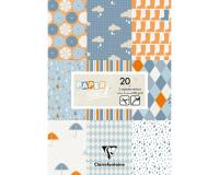 PAPIERS IMPRIMÉS, Bloc de 20 feuilles 200g/m2 au format 14,8x21cm - Pluie - Multicolore