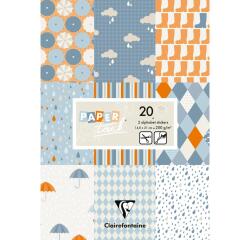 PAPIERS IMPRIMÉS, Bloc de 20 feuilles 200g/m2 au format 14,8x21cm - Pluie - Multicolore