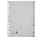 Intercalaires imprimés alphabétiques PP recyclé - AZ 20 positions - A4 - Gris