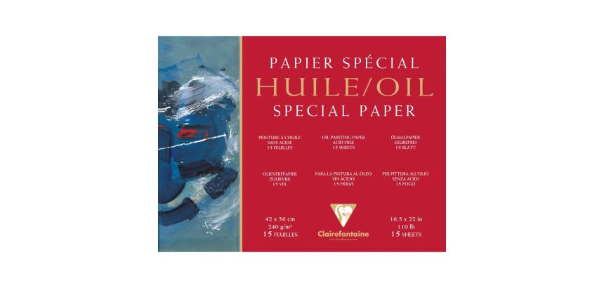 Papier Huile bloc collé 4 côtés 15F 42x56cm 240g