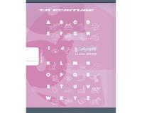 Cahier Travaux Pratiques Écriture piqué 8000 CARTE 17x22 cm 32 pages ligne 18 mm/uni 90 g - Rose