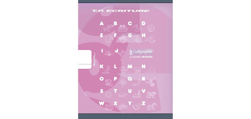 Cahier Travaux Pratiques Écriture piqué 8000 CARTE 17x22 cm 32 pages ligne 18 mm/uni 90 g - Rose
