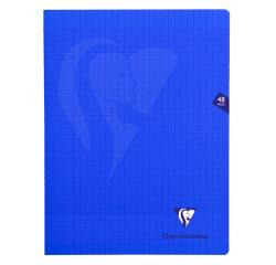 Mimesys cahier piqué 24x32cm 48 pages grands carreaux couverture polypropylène - Bleu marine