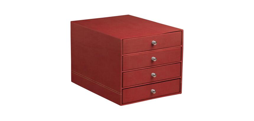 Rhodiarama trieur 4 tiroirs simili cuir italien 24,8x32,7x22,8 cm - Nacarat