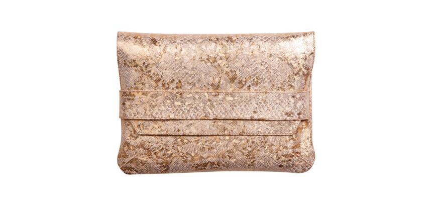 CÉLESTE CUIR Pochette à rabat 26x18 cm Lazer Or