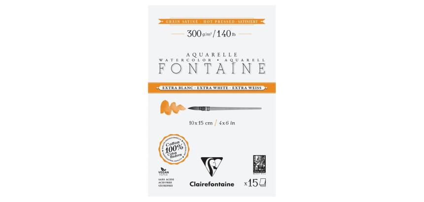 Fontaine Extra Blanc Grain Satiné bloc collé 4 côtés 15F 10x15cm 300g