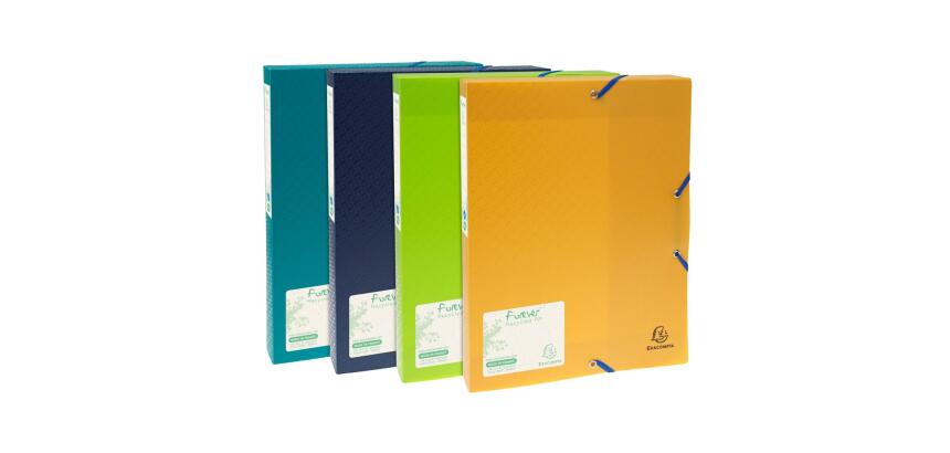 Exacompta Forever Recycled Elasticated Filing Box, 40mm Spine, 0.7mm PP ,A4
