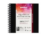 Rhodia Touch Watercolor Book, papier 100% coton grain satiné 300g - 15x15 cm, 40 pages - Noir
