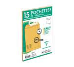 Paquet de 15 Pochettes Kraft Milleraies Brun C5-162x229 mm - Auto-Adhésives - 90g/m2 - Brun