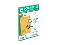 Paquet de 15 Pochettes Kraft Milleraies Brun C5-162x229 mm - Auto-Adhésives - 90g/m2 - Brun
