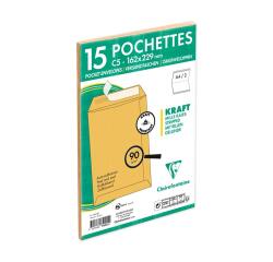 Paquet de 15 Pochettes Kraft Milleraies Brun C5-162x229 mm - Auto-Adhésives - 90g/m2 - Brun