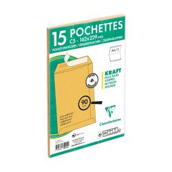 Paquet de 15 Pochettes Kraft Milleraies Brun C5-162x229 mm - Auto-Adhésives - 90g/m2 - Brun