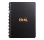 Addressbook Rhodiactive 90g reliure intégrale A5 160 pages pré-imprimé non micropreforé + poche - Noir