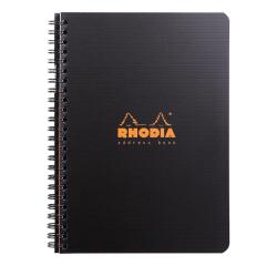 Addressbook Rhodiactive 90g reliure intégrale A5 160 pages pré-imprimé non micropreforé + poche - Noir