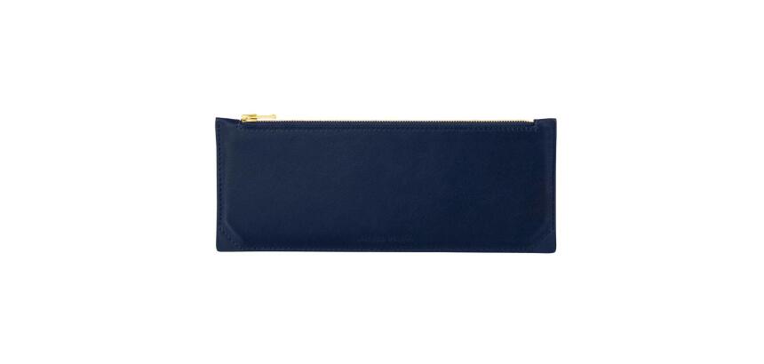 Trousse stylo en cuir, grand modèle - Bleu marine