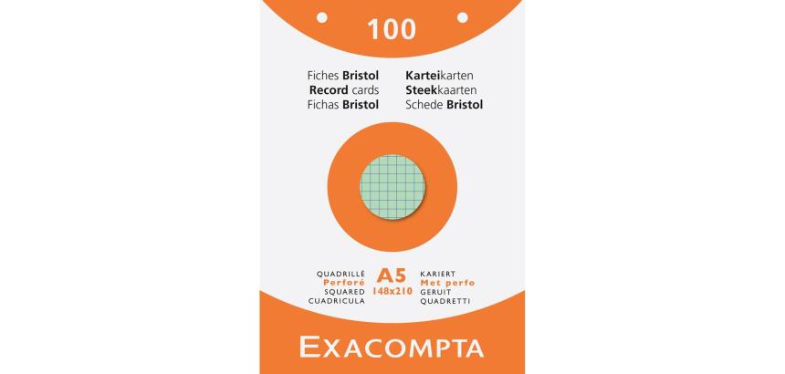 Pk 100 Exa Record Cards 148x21 5/5 Ast - Assorted colours