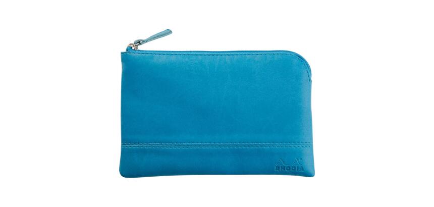 Rhodiarama pochette zippée en simili cuir - taille S (11x17 cm) - Turquoise