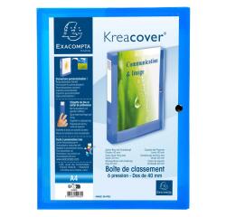 Boite de classement à pression Dos 40mm polypropylène chromaline 7/10e Krea Cover - Bleu