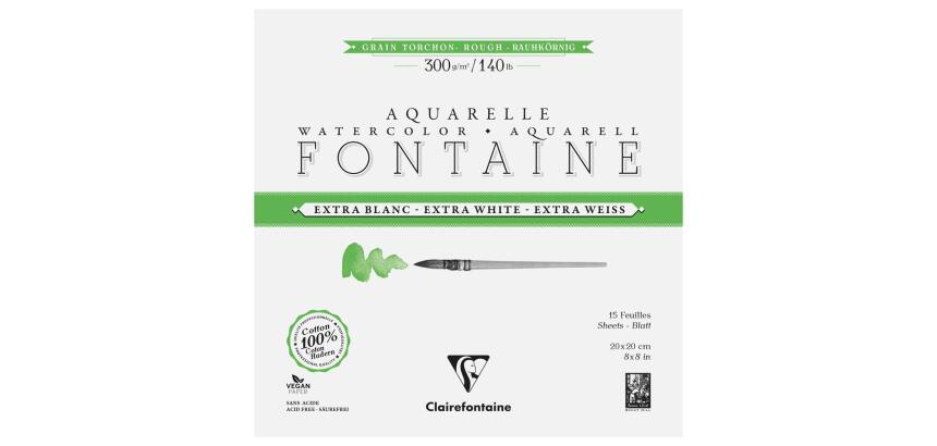 Fontaine Extra Blanc Grain Torchon bloc collé 4 côtés 15F 20x20cm 300g