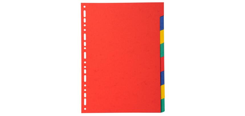 Intercalaires carte marbrée 220g 8 positions - A4 - Assorties vives