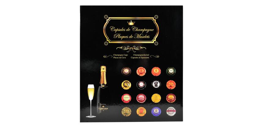 Album de collection pour 64 capsules de Champagne - 29x32,5 cm - Noir