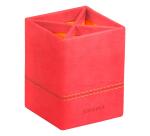 Rhodiarama pot à crayons simili cuir italien 8x8x11 cm - Corail