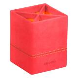 Rhodiarama pot à crayons simili cuir italien 8x8x11 cm - Corail