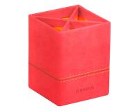 Rhodiarama pot à crayons simili cuir italien 8x8x11 cm - Corail