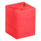 Rhodiarama pot à crayons simili cuir italien 8x8x11 cm - Corail