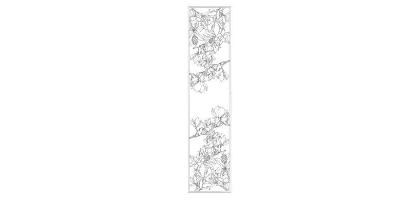 Echarpe 100% soie - 145x43cm Magnolias - Blanc