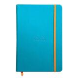 Rhodiarama carnet rembordé rigide A5 192 pages ligné papier ivoire 90g fermeture élastique - Turquoise