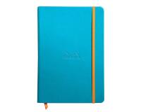 Rhodiarama carnet rembordé rigide A5 192 pages ligné papier ivoire 90g fermeture élastique - Turquoise