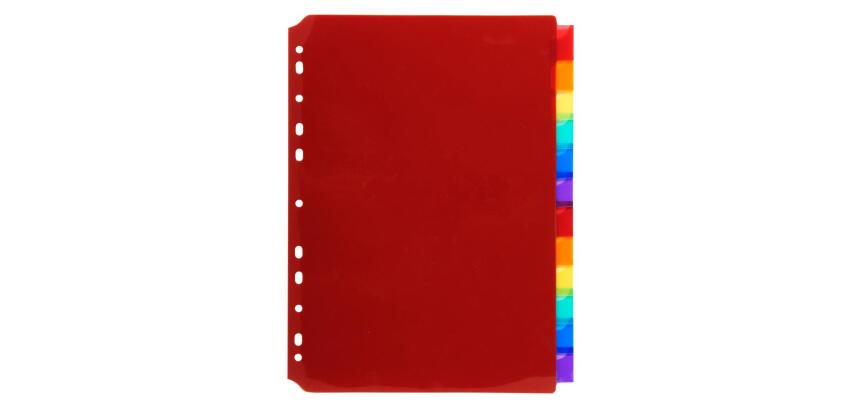 Intercalaires PP transparent couleurs avec porte étiquette A4 12 positions - Couleurs assorties