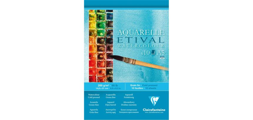 Etival bloc collé 1 côté 10F A5 200g grain fin