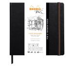 Rhodia Touch - Pen & Inkwash Book - brochure rembordé rigide 21x21 cm 64p uni papier lavis technique blanc 200g - Noir