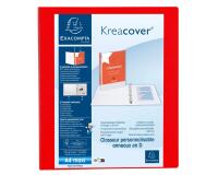 Classeur 4 anneaux cartonné Exacompta Kreacover® personnalisable A4 maxi - Dos 4,7 cm rouge