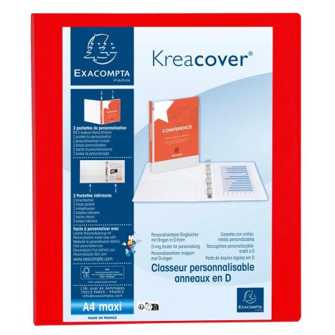 Classeur PP personnalisable Kreacover - 4 anneaux en D 25mm - A4 maxi